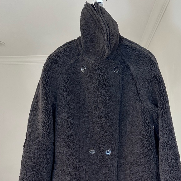 ZARA WOMEN LONG DOUBLE FACED COAT BROWN REVERSIBLE - Picture 16 of 16